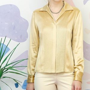 Gold Silk Lafayette 148 Blouse